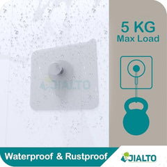 JIALTO Adhesive Hooks, Heavy Duty 5 kg Wall Hooks, Nail-Free Reusable Stainless Steel Sticky Hangers for Multipurpose Kitchen, Bathroom & Home (10 Pcs)