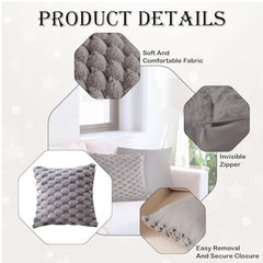 MOMISY Corduroy Cushion Throw Pillow Covers, Honeycomb Pattern, 45 x 45 cm, Pack of 2 (Grey)