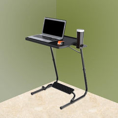 TABLE MAGIC- BADE Multipurpose Laptop Table Mat Finish - Adjustable, Foldable, Portable, Engineered Wood Top with Footrest, Top Size 60 * 45cm (X-Large, Midnight Black)