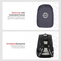 HARISSONS Sirius Travel Laptop Backpack | 45L | Fits 15.6” Laptop | Heavy-Duty Build | USB & Audio Port, Multi-Level Organizer, Trolley Sleeve | Work, Travel & College (black)