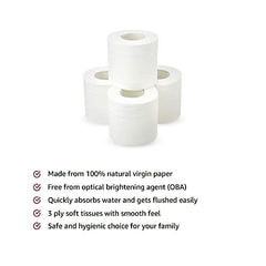 Amazon Brand - Solimo 3 Ply Toilet Paper Roll | 1920 Pulls | 160 Pulls X 12 Rolls | Soft And Highly Absorbent | 100% Natural Virgin Cellulose Fiber