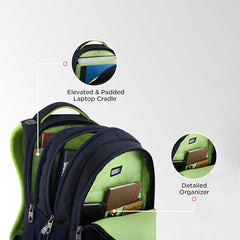 Glint Travel Laptop Backpack | 40L | Fits 15.6" Laptop | Water-Resistant Dobby Polyester | Anti-Theft Pocket, Rain Cover, Ergonomic Straps | Work, Travel & Commute (Grey & Teal)