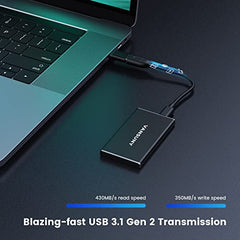 Vansuny External SSD USB 3.1 550MB/s High-Speed Read Write Portable SSD External Hard Drive USB C Mobile Solid State Drive (1TB, Black)