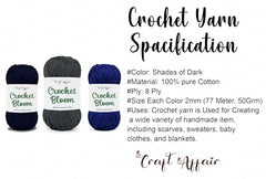 Craft Affair | Crochet Bloom Cotton Yarn 8ply (Each Color 2mm, 77Meter, 50Gram) 100% Pure Cotton | for Knitting Yarn | Craft & DIY Project: Grey, Pink, Off White