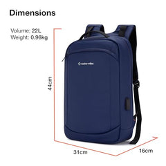 Nasher Miles Madison Passenger Workpack 22 Liters Water Resistant, Padded, Premium Reversed Polyester Black Yellow Laptop Backpack | USB charging| Unisex | Ideal For Office (Black & Yellow)