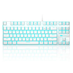 MageGee 75% Mechanical Gaming Keyboard with Brown Switch, LED White Backlit Keyboard, 87 Keys Compact TKL Wired Computer Keyboard for Windows Laptop PC Gamer - Retro Grey/White