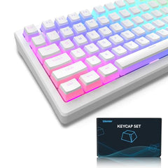 Womier Pudding Keycaps, PBT Shine Through Keycaps White 164 Keys Set