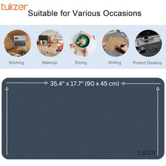 Tukzer Extended Vegan PU Leather Mouse Pad Desk mat Smooth Reversible Dual Color Splash Proof Anti Fray Stitched Edges Non-Slip Mousepad for Laptop Notebook Gaming Computer(Blue & Yellow 90CM X 45CM)