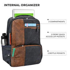 Gear Vintage 4 19"/29L anti theft faux leather Medium Water Resistant Laptop Backpack/Casual Backpack/Daypack/Travel Backpack/College Bag For Men/Women(Pitch Black-Black)