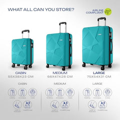 Safari Pentagon Pro 8 Wheels Set of 3, (Cabin + Medium + Large) Trolley Bag, Hard Case Polypropylene, 360º Wheeling Luggage, Suitcase for Travel, Trolley Bags for Travel, Luxury Beige