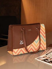ZOUK Office Essential Bag | Jute | Vegan Leather Handcrafted Tote Bag With Double Handle Shoulder Strap | Bristel