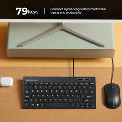 Zebronics K16 Wired Keyboard, 79-Key Layout with Integrated Multimedia Keys, 1.1m Cable Length, ₹ Rupee Key, UV Coated Keys, Spill-Proof Design, USB Interface, Slim & Compact Design