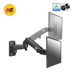 TECVITY Gas-Strut Monitor Arm for 17” to 35”, Load 3-12kg, Double Extension.