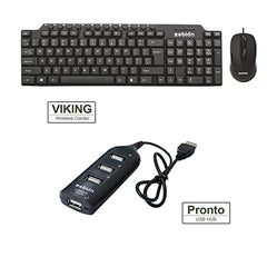 ZEBION Vikings Wired Keyboard Mouse Combo with Nano Receiver, Slim,Elegant and Ergonomic chiclet Design, Tested with Over 1 Million keystrokes and clicks,Durable Body and Pronto 101 USB hub