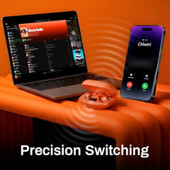 ACwO DwOTS Sense Pro True Wireless Earbuds, 42dB ANC, Voice-First Mic System for Clear Calls, Skin-Friendly Ear Hooks, 12mm Drivers, Dual Pairing, Sweat Resistant, Advanced Bluetooth Ear Buds (Orange)