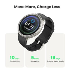 Amazfit Active 2 Premium Smartchoice 44mm Smart Watch, Sapphire Glass Display, Free Silicon Strap, Built in GPS, 10day Battery, 5ATM, iOS & Android, 2000 Nits, 160+ Sports Mode, Black Leather