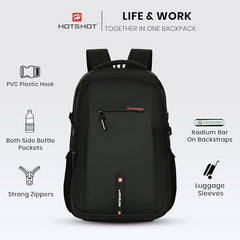 HOT SHOT QUANTUM_1355| 35 L unisex laptop backpack |15.6 inch|Detachable Key Ring,|Trolley sleeve|laptop bag for men|office & college|bag for men & women