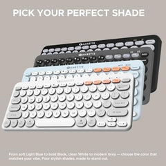Amkette New and Improved Optimus BT 4 in 1 Multi Device Wireless Keyboard/Bluetooth Keyboard | One Click Device Switching and AI Access for Windows, MacOs, Android and iOS, Dual OS Layout (White)