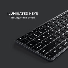 SATECHI Slim X3 Bluetooth Backlit Keyboard with Numeric Keypad – Illuminated Keys & Multi-Device Sync – for M2/ M1 MacBook Pro/Air, M2/ M1 iPad Pro/Air, M2 Mac mini, iMac M1 (Silver)