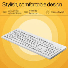 HP 230 Wireless Keyboard and Mouse Combo, 2.4GHz USB dongle, 1600 dpi, Windows PC Compatible, Full-Size Keyboard with Numeric pad, 12 Function Keys, 1-Year Warranty, 0.56 kg, White, 3L1F0AA