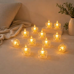 VEROFIVE Crystal LED Tea Light Candles, Pack of 12 – Diwali & Home Décor