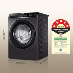 Haier 10Kg, 5 Star, AI Smart Wash, Hygiene Refresh with Inbuilt heater, 525 mm Super Drum, Direct Motion Motor, WiFi Fully Automatic Front Load Washer (EFL120-DM14IEIS8U1 | Dark Jade Silver)