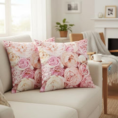 MOMISY Decorative Polyester Home Sofa Bedside Cushion Throw Pillow Covers, 45 x 45 cm, Pack of 2 (Rose-2)
