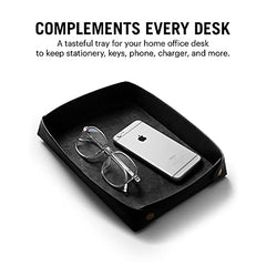 DailyObjects Combo Super Smooth Vegan Leather Reversible, Anti Slip, Water Resistent Felt Turf 2.0 Desk Mat | Vegan Leather Black Desk Tray Organiser - Set of 2