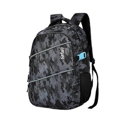 Safari Omega spacious/large laptop backpack with Raincover, college bag, travel bag for men and women, Black, 30 Litre