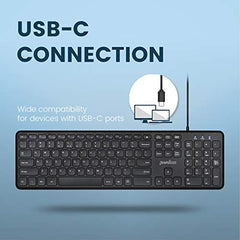 Perixx PERIBOARD-210 Wired Black Standard USB Scissor Switch US Layout Keyboard (Wired USB-C)