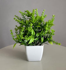 Litleo Plastic Artificial Plants Mini, Eucalyptus Potted Faux Decorative Grass Plant For Home Decor, Indoor, Office, Desk, Shelf, Table Decoration (Pack Of 4), Green