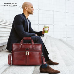 Hammonds Flycatcher Genuine Leather 15.6 Inch Laptop Office Bag for Men | 15.6” Padded Laptop Sleeve| 3 Zip Pockets| Detachable & Adjustable Strap| Pen,Wallet & Mobile Pocket |Durable|1 Year Warranty