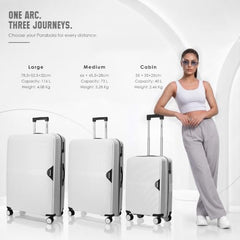 HRX Parabola 3-Piece Luggage Set Intergallcatic Grey Polypropylene Hard Shell Suitcase Set - Premium Travel Trolley Bags with 8 Spinner Wheels, Number Lock & Water Resistant Body