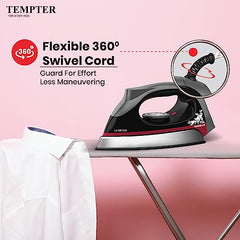 Havells Abs Tempter 1000 Watts Dry Iron Press With Greblon E2 Grade Non-Stick Coated Sole Plate Aerodynamic Design With Shock Proof Front 2 Year Warranty
