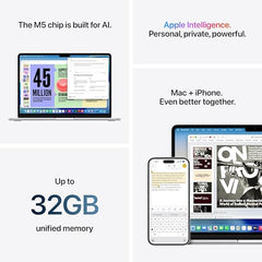 Apple 2026 MacBook Air 13″ Laptop with M5 chip: AI and Apple Intelligence, 34.46 cm (13.6″) Liquid Retina Display, 16GB Unified Memory, 512GB SSD Storage, 12MP Center Stage Camera, Touch ID; Midnight