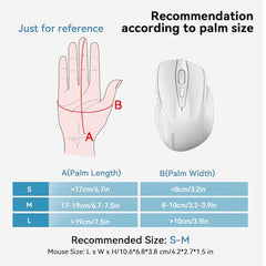 TECKNET Wireless Mouse, BT 5.0/2.4G, Rechargeable 6-DPI Silent, Grey