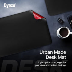 Dyazo Vegan PU Leather Mouse Pad for Remote Work/Office/Gaming, Large Desk Mat, Dual-Sided Anti-Slip, Water-Resistant Design (800 x 300mm, Navy Blue & Yellow)