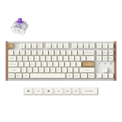 Keychron K8 HE TKL Wireless Bluetooth 2.4G Wired Triple Mode Hot Swappable Hall Effect Keyboard with QMK VIA Aluminum+Wood Frame Rapid Trigger for Mac Windows Linux-White