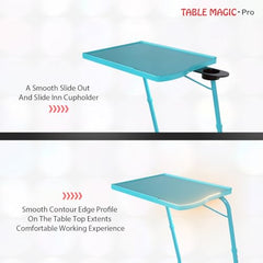 TABLE MAGIC- BADE Multipurpose Laptop Table Mat Finish - Adjustable, Foldable, Portable, Engineered Wood Top with Footrest, Top Size 60 * 45cm (X-Large, Midnight Black)