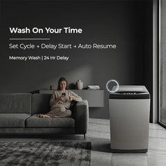 Midea 9kg 5-Star Top Load | Fully Auto | Soft Close Glass Lid | Hydrowave Stainless Tub | 10 Wash Programs | Auto Drum Clean | Magic Filter | Child Lock | Delay Wash | Inox Grey | MWMTL090FP1GNIG