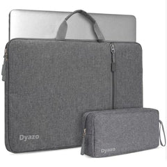 Dyazo 15.6 Inch Laptop Sleeve with Charger Pouch | Front Pocket with Handle Water Resistant Sleeve Case | Compatible for MacBook, HP, Dell, Acer, Asus, Microsoft, Samsung and Other Notebooks (Grey)
