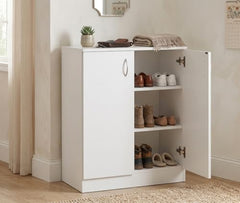 DeckUp Apollo Engineered Wood 2-Door Wooden Shoe Rack (White, Matte Finish)