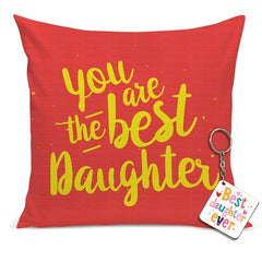 Gift for Daughter Birthday Special Birthday for Daughter Printed Cushion(12 inch X 12 inch with Filler with Keychian) Girls Pillow Daughters Day for Daughter and Girls AT-7