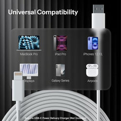 UNBREAKcable Iphone Compatible lightning to USB Fast Charging cable Compatible With iPhone 14/14 Pro/14 Pro Max/13/13 Pro/13 ProMax/12/11/XR/XS/X/8 S, iPad, PD 3.1 High-Speed Data Transfer