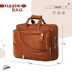 Leather World Vegan Leather 15.6 Inch Laptop Office Briefcase Messenger Bag Satchel for Men and Women, with Adjustable Strap and Expandable Bottom (Brown)