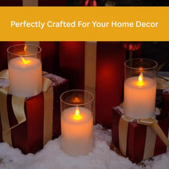 Flameless LED Pillar Candle Set of 2 | Acrylic Fiber Glass | Dancing Faux Wick | Remote Control with Battery Operated 3 AA | Home Décor & Gifting | 3" D x 6" H | Red