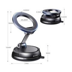 (1 Year Warranty) 360° N52 Strong Magnetic Vacuum Phone Holder, Strong Suction Mobile Mount for Car Dashboard, Windshield, Mirror & Smooth Surfaces, Hands-Free Universal Smartphone Holder - Black