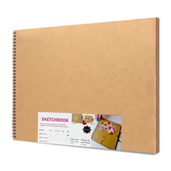 Lakeer Kraft Sketchbook - A4 Size, 250 GSM-25 Sheets, for Sketching, Drawing, Painting, etc - Landscape