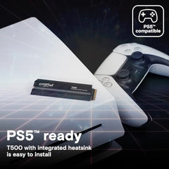 Crucial T500 500GB Gen4 NVMe M.2 Internal Gaming SSD, Up to 7200MB/s, Laptop & Desktop Compatible + 1mo Adobe CC All Apps - CT500T500SSD8