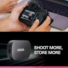 KIOXIA EXCERIA Plus G2 Portable 2TB / Up to 1,050MB/s Read 1000MB/s Write,MIL-STD Drop Tests, 256 AES Encryption, Photographers, Content Creators and Gaming,Smartphone,Mac Compatible External SSD
